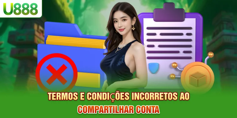 Termos e condições incorretos ao compartilhar conta Termos e condições incorretos ao compartilhar conta
